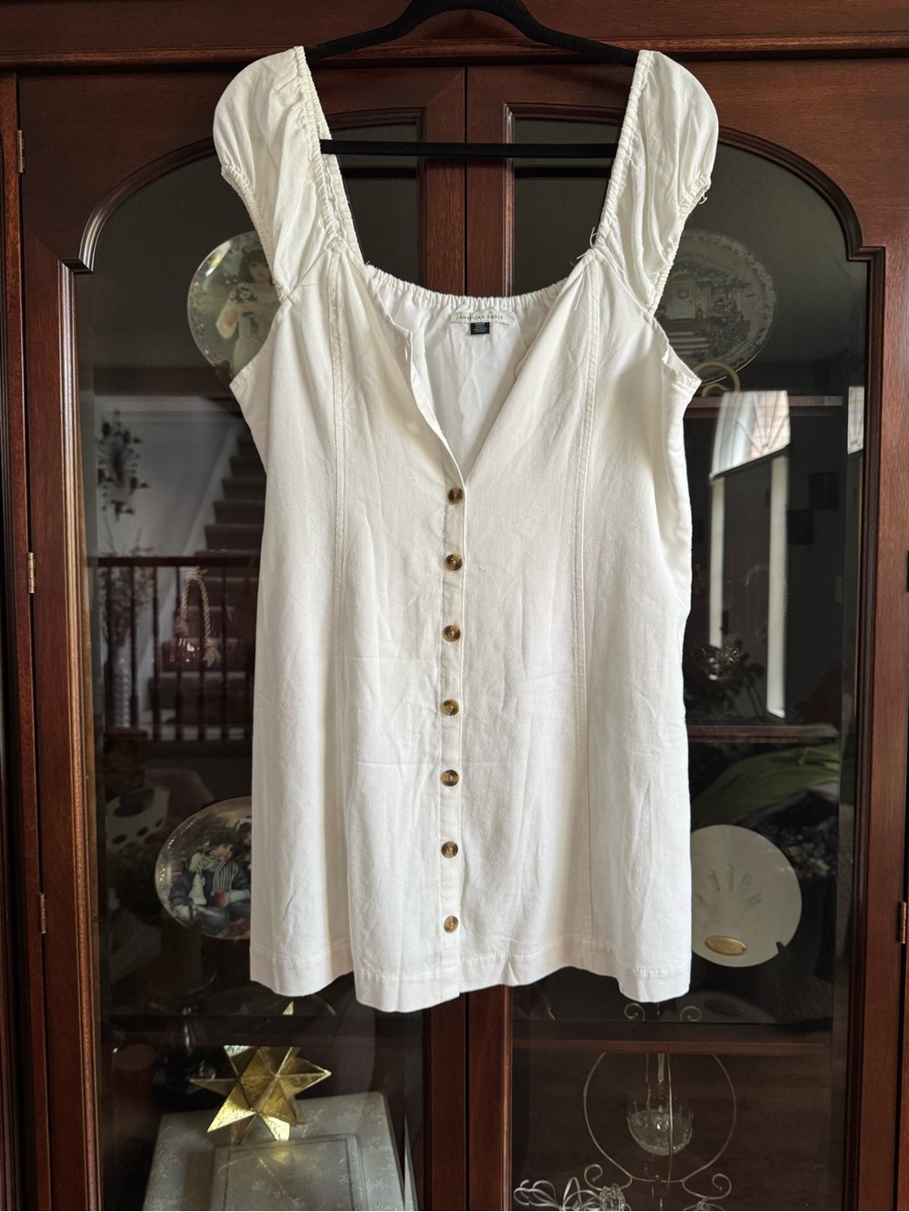 American Eagle Outfitters White Button-Front Mini Dress